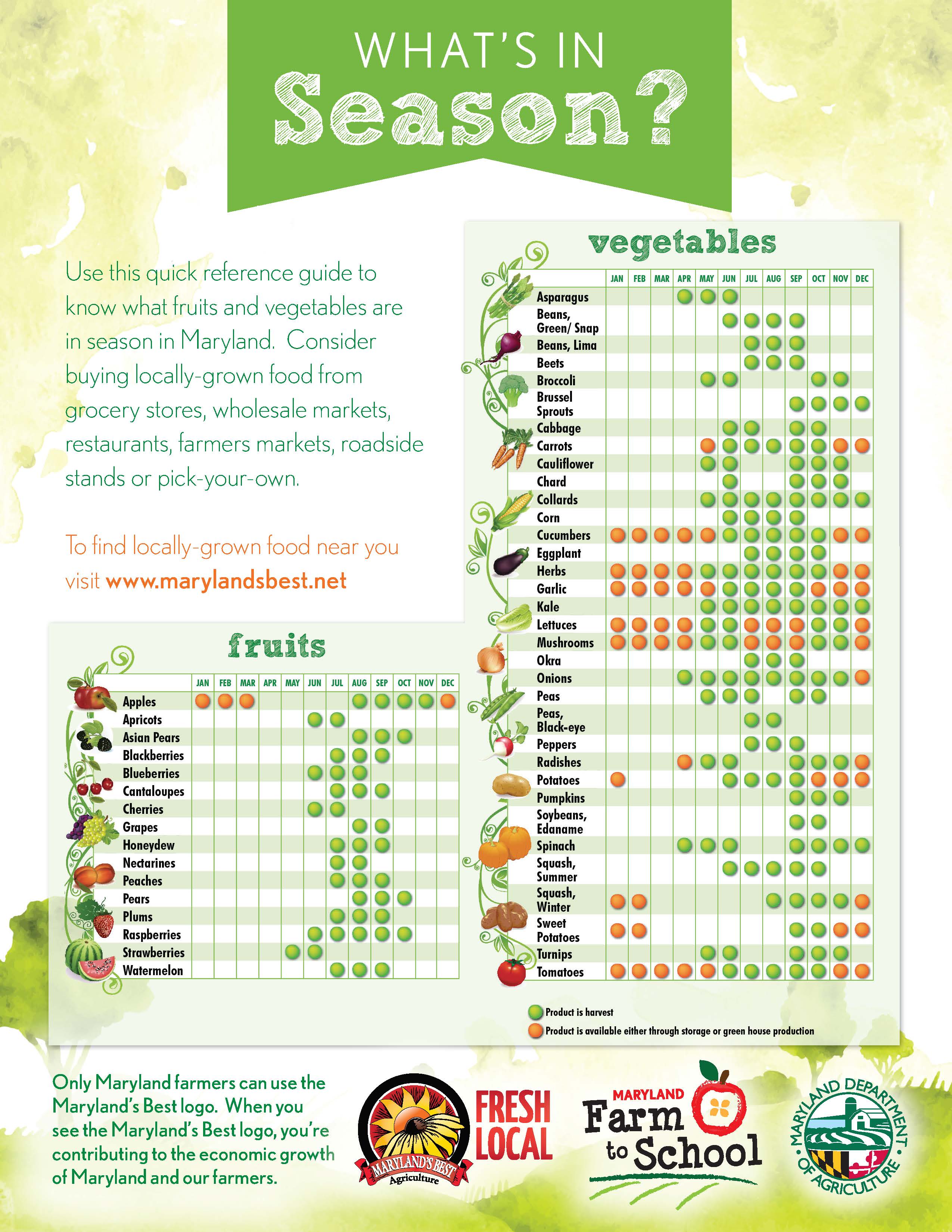 Printable Seasonal Fruit And Vegetable Chart Printable Word Searches